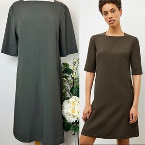 M.M. Lafleur Emily Dress in Olive Recycled WonderTex | Size 12